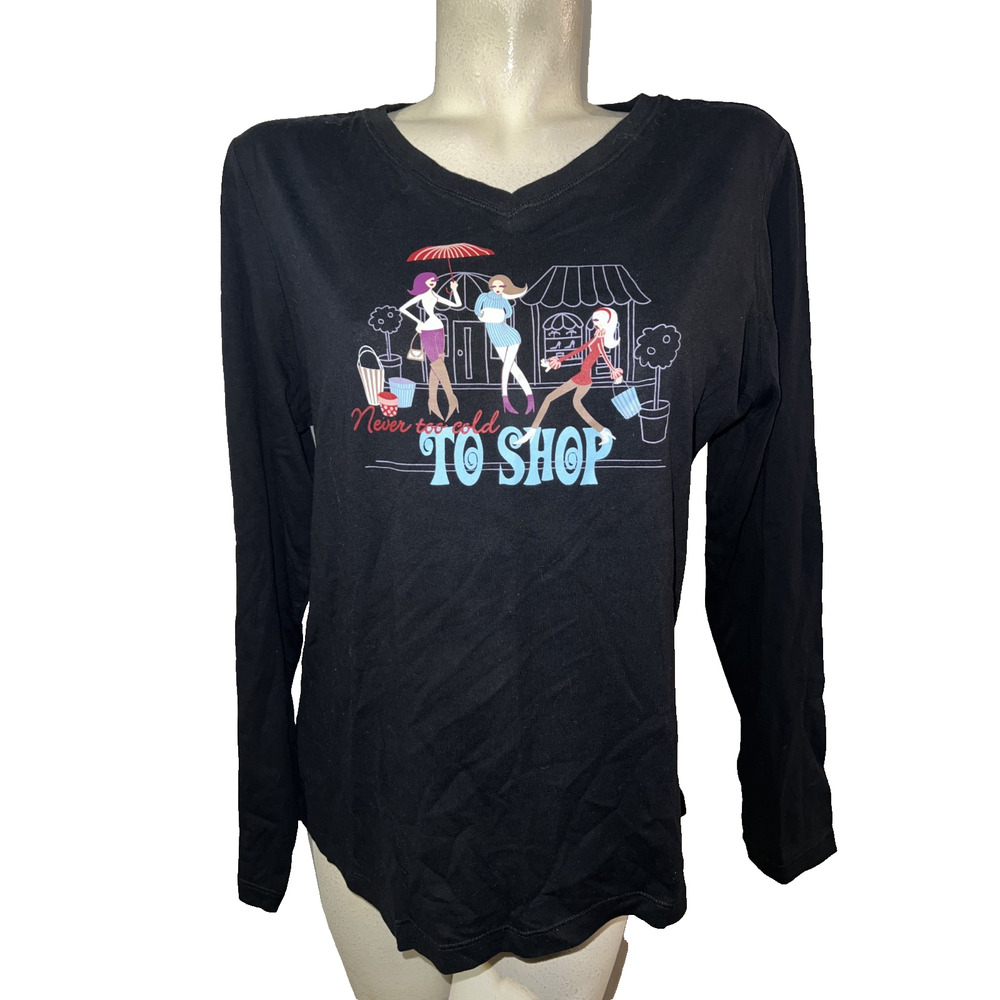 Joe Boxer Top Womens Size XL Black Graphic Tee Shirt w/Never too cold TO SHOP